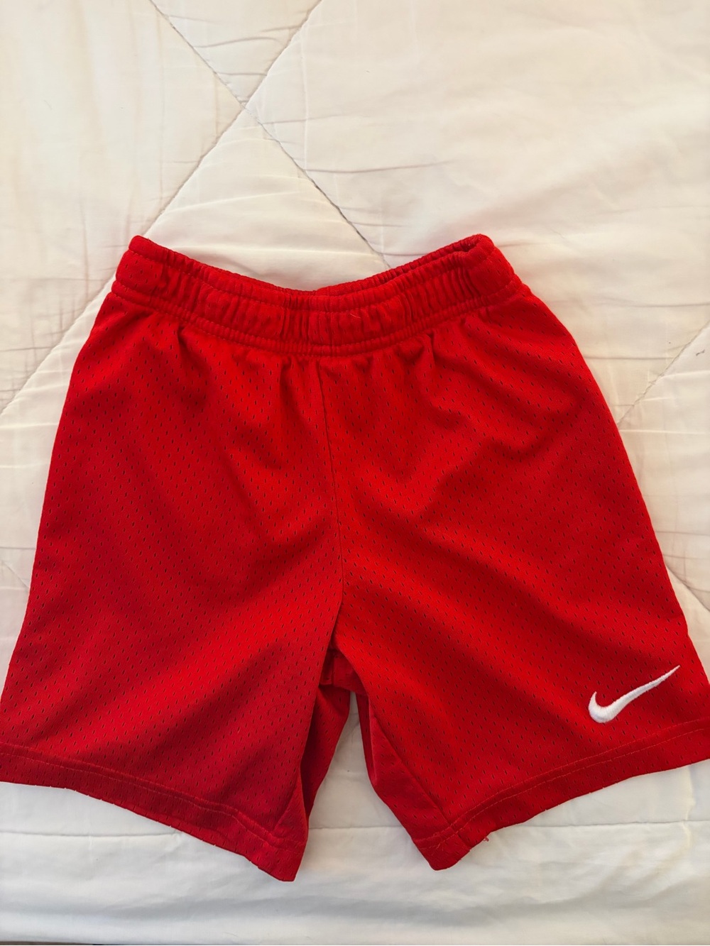 Nike Boys Mesh Basketball Athletic Shorts Red Size 6 White Swoosh